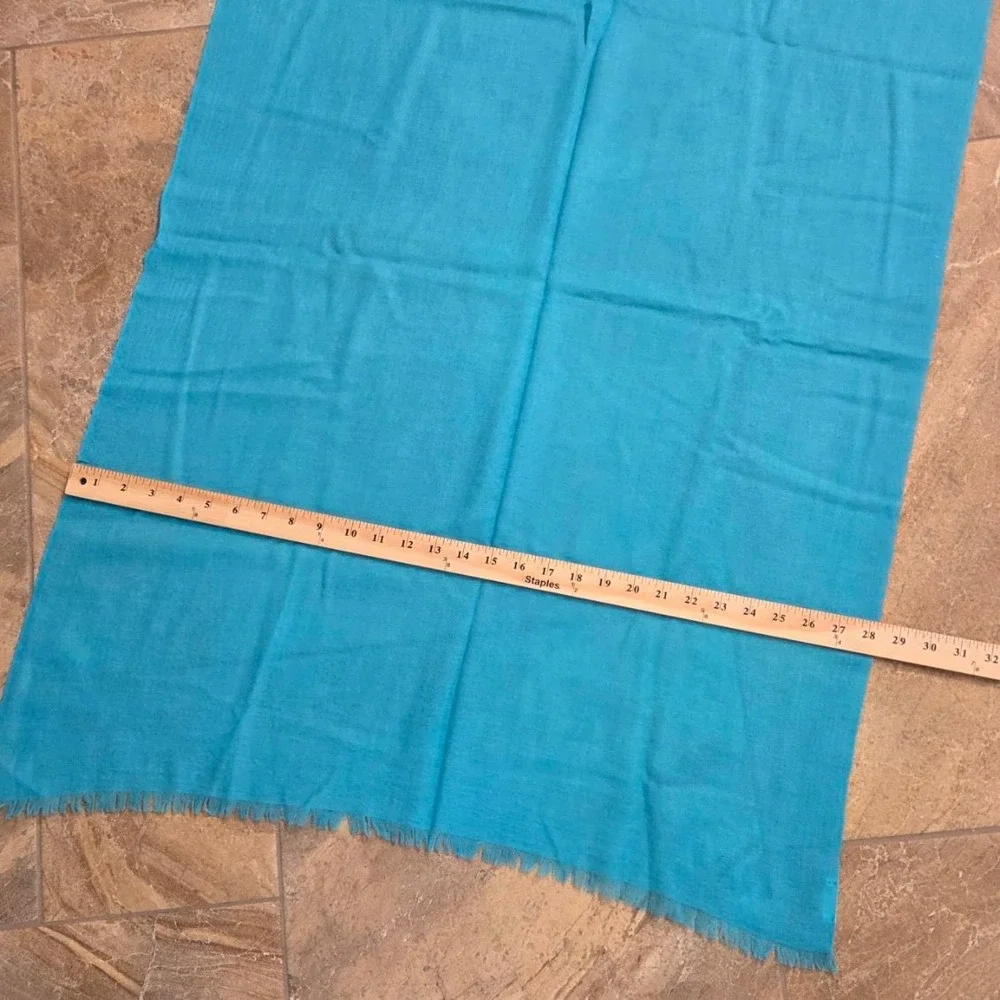 Mai‎ Turquoise Blue Eyelash Fringe Lightweight Rectangular Scarf Wrap